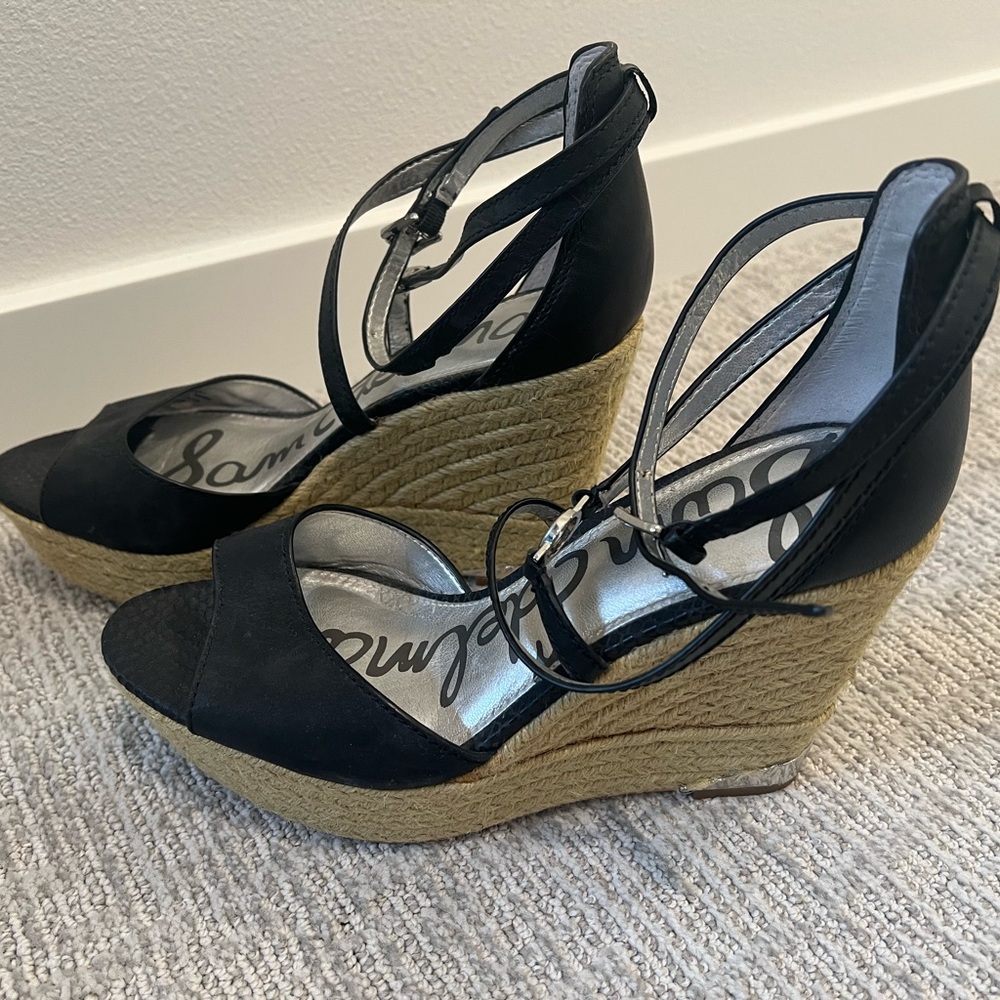 Sam Edelman Black Wedge Sandals